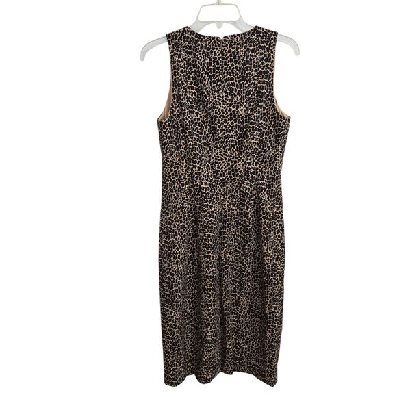 J Crew Sleeveless Leopard Print Sheath Midi Dress Sz 2 XS Workwear Career NEW - Picture 5 of 14